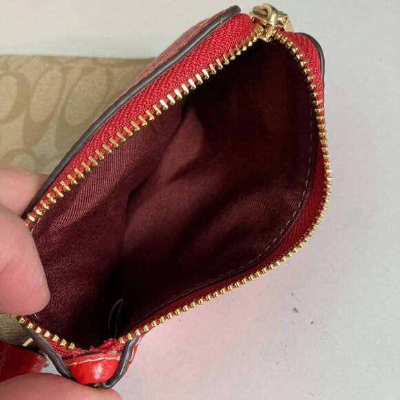 Coach Cherry, Signature Red and Pebbled Red Wallets Trio. - Picture 10 of 11